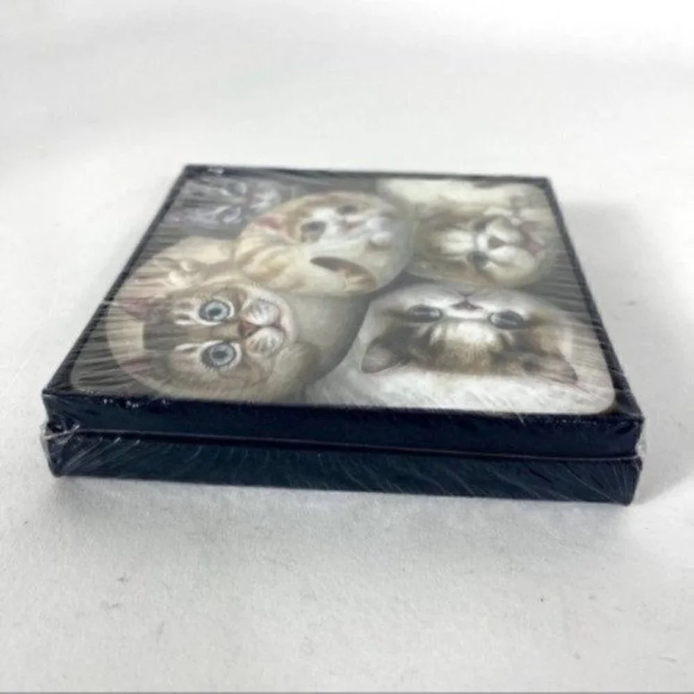 Henry Cats & Friends Cat Coaster ( Set Of 4 ) By Artist Henry Lee Whimsical Gift